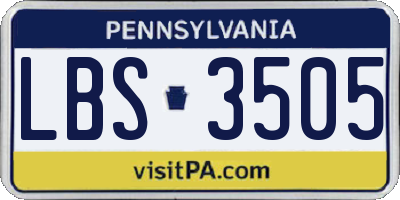 PA license plate LBS3505