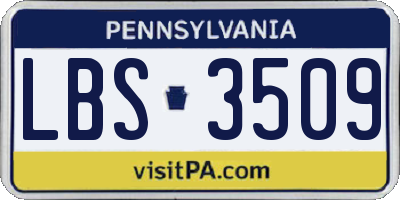 PA license plate LBS3509