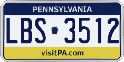 PA license plate LBS3512