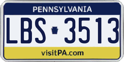 PA license plate LBS3513