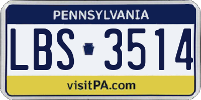 PA license plate LBS3514
