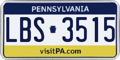 PA license plate LBS3515