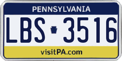PA license plate LBS3516
