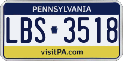 PA license plate LBS3518