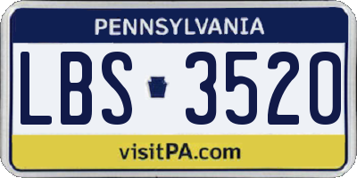 PA license plate LBS3520
