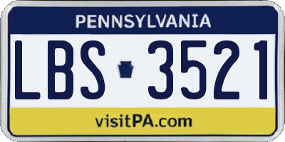 PA license plate LBS3521