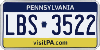 PA license plate LBS3522