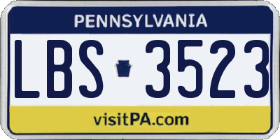 PA license plate LBS3523