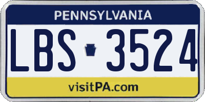 PA license plate LBS3524