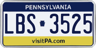 PA license plate LBS3525