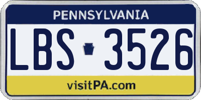 PA license plate LBS3526