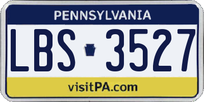 PA license plate LBS3527