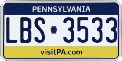 PA license plate LBS3533