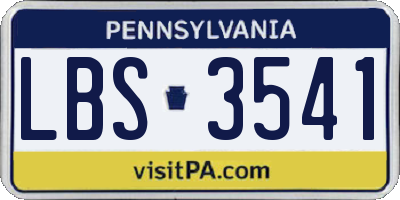 PA license plate LBS3541