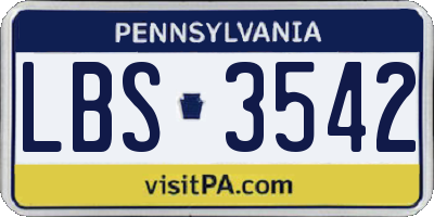 PA license plate LBS3542