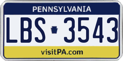 PA license plate LBS3543