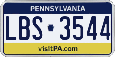 PA license plate LBS3544