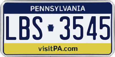 PA license plate LBS3545