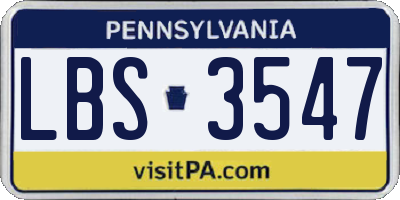 PA license plate LBS3547