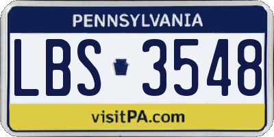 PA license plate LBS3548