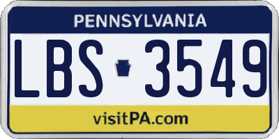 PA license plate LBS3549