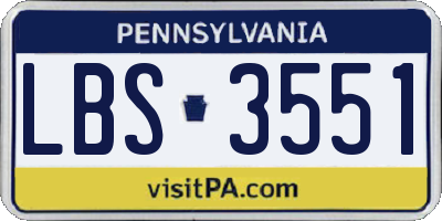 PA license plate LBS3551