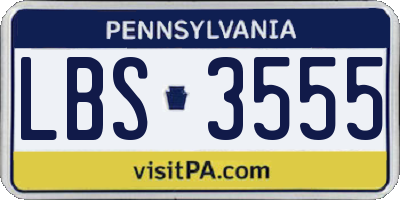 PA license plate LBS3555