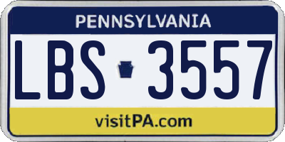PA license plate LBS3557