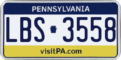 PA license plate LBS3558