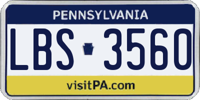 PA license plate LBS3560