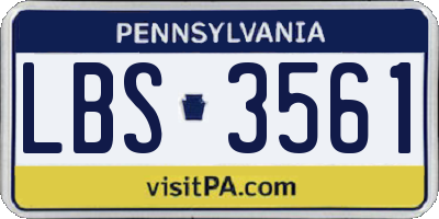 PA license plate LBS3561