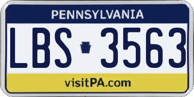 PA license plate LBS3563