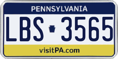 PA license plate LBS3565