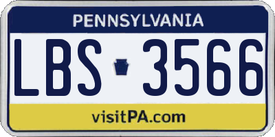 PA license plate LBS3566