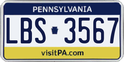 PA license plate LBS3567