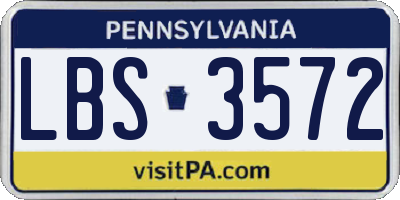 PA license plate LBS3572