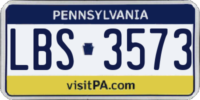 PA license plate LBS3573