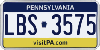 PA license plate LBS3575