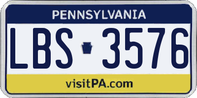 PA license plate LBS3576