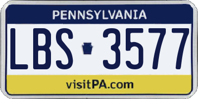 PA license plate LBS3577