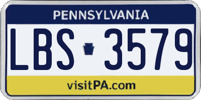 PA license plate LBS3579