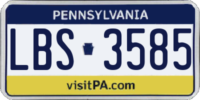 PA license plate LBS3585