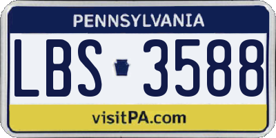 PA license plate LBS3588