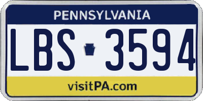 PA license plate LBS3594