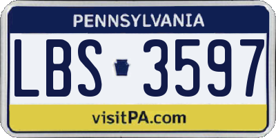 PA license plate LBS3597
