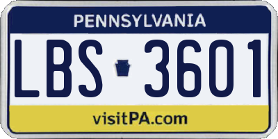 PA license plate LBS3601