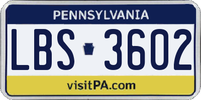 PA license plate LBS3602