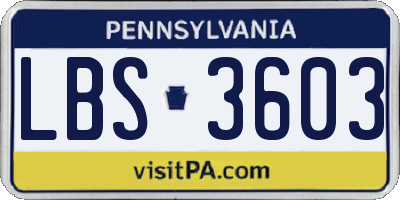 PA license plate LBS3603