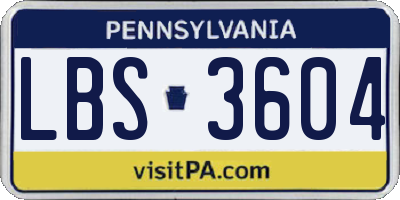 PA license plate LBS3604