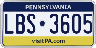 PA license plate LBS3605